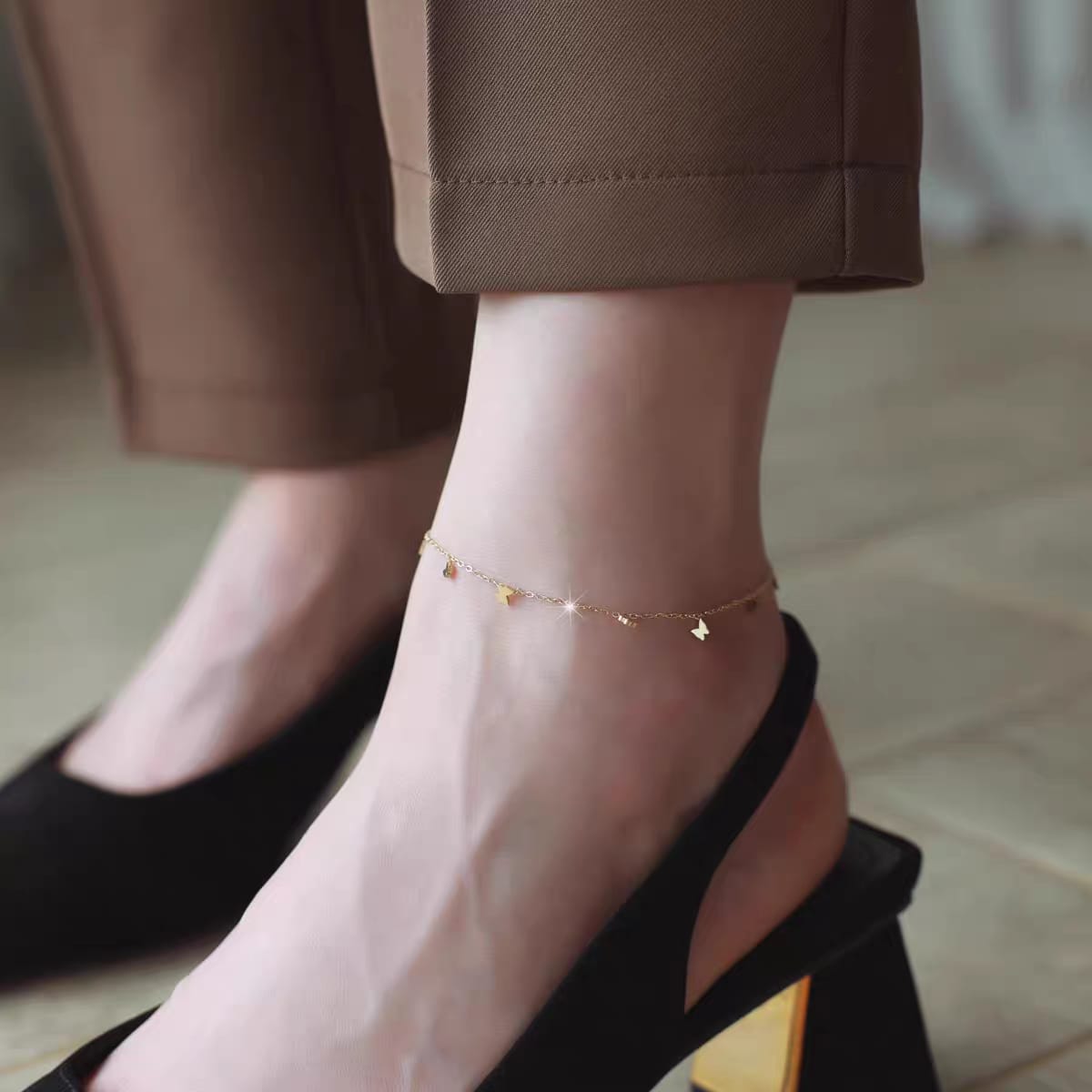Butterfly Charm Gold Anklet