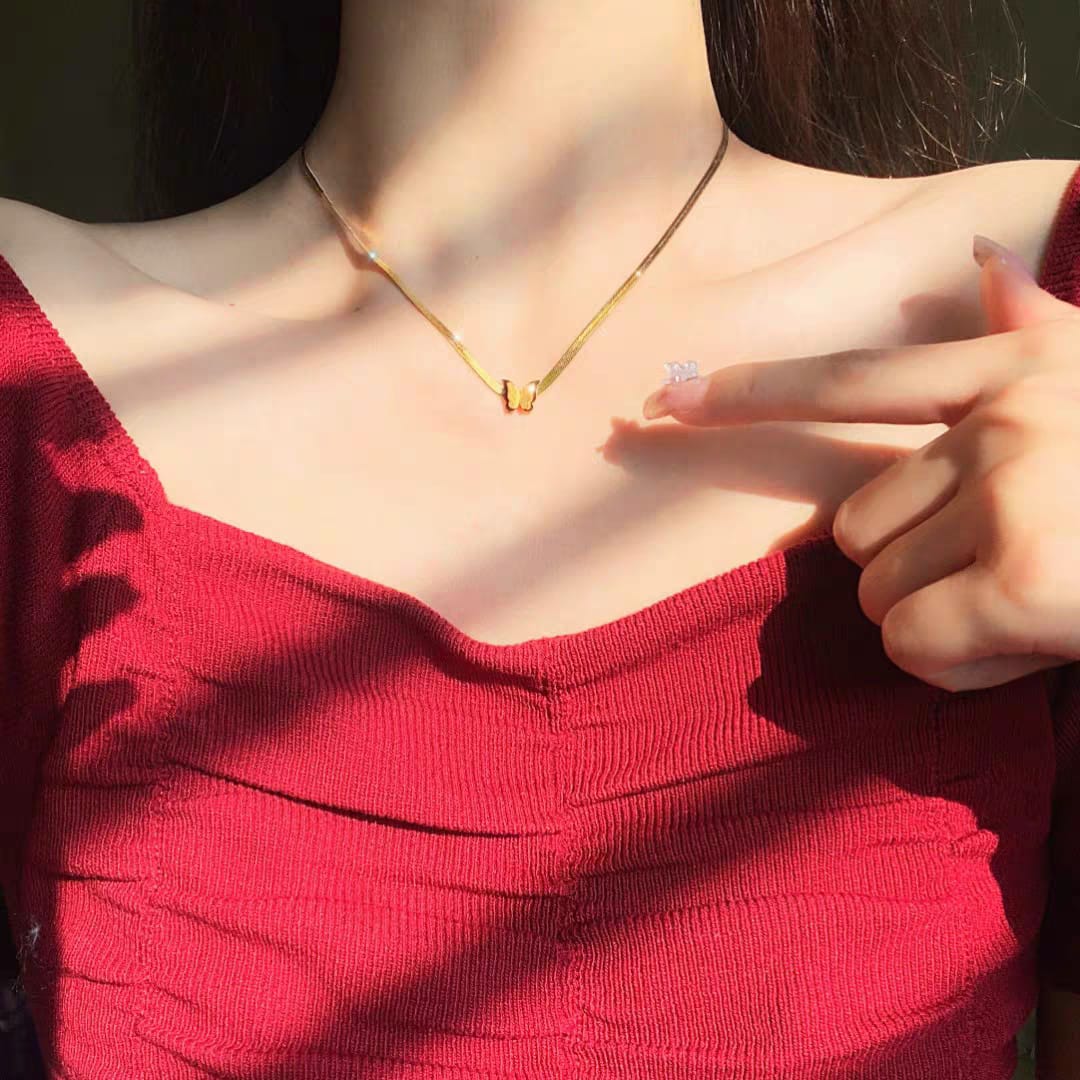 Gold Butterfly Pendant Necklace