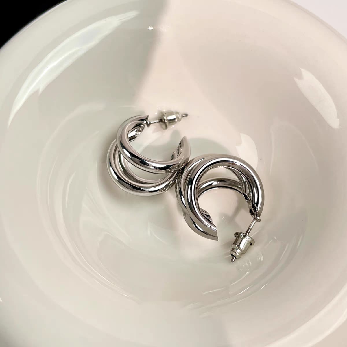 Bold Triple  Gold Earrings