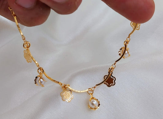 Pearl Charm Gold Anklet
