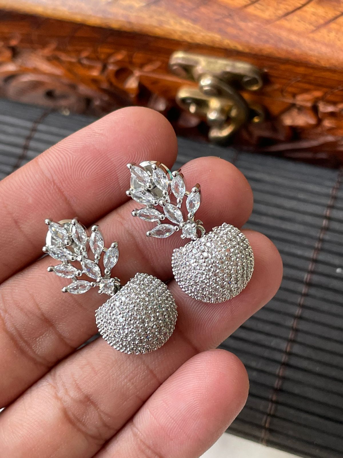Silver Plated  Sapphire Earrings