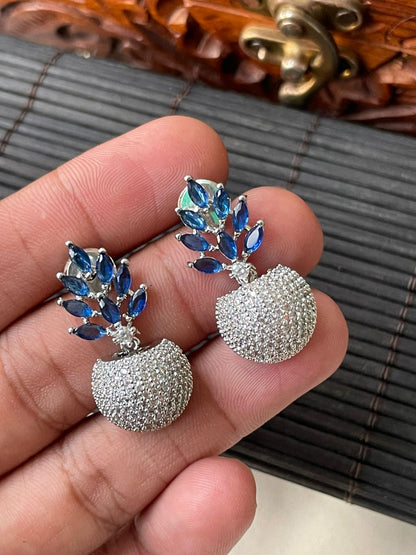 Silver Plated  Sapphire Earrings